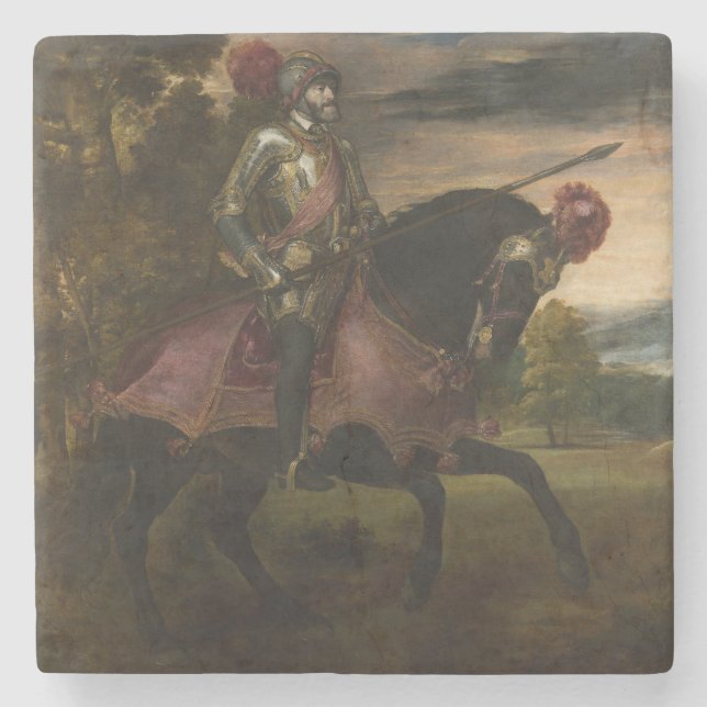 Kaiser Charles V. auf Horseback (von Tizian) Steinuntersetzer (Vorderseite)