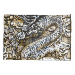Kaiser-Drache-Stein-Aquarell-Fantasie-Kunst Kissenbezug