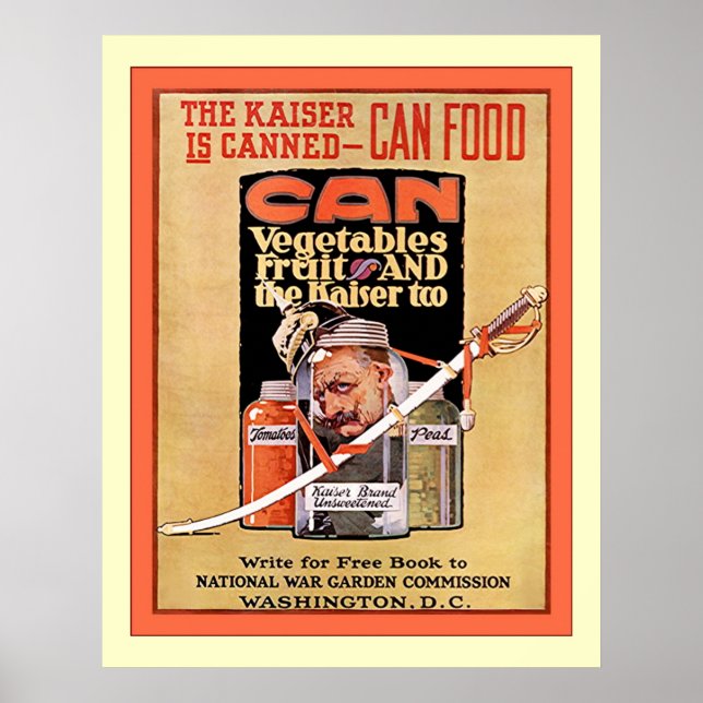 Kaiser ist eingesperrt ~ Vintager Weltkrieg 1 Poster (Vorne)