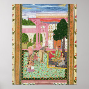 Kaiser Jahangir (1569-1627) mit seinem Gemahl und Poster