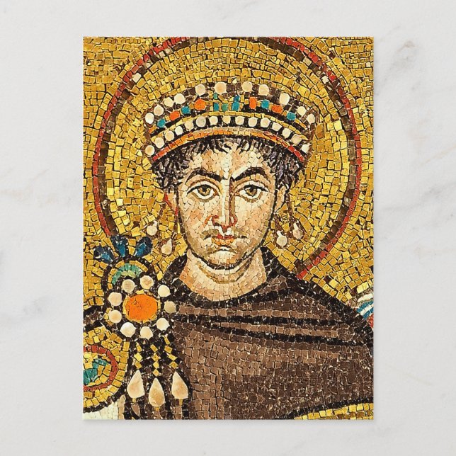 Kaiser Justinian Byzantinisches Mosaiksymbol Postkarte (Vorderseite)