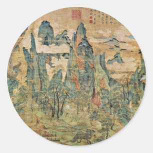 Kaiser Ming Huang auf einem Besuch zu Shu durch Li Runder Aufkleber