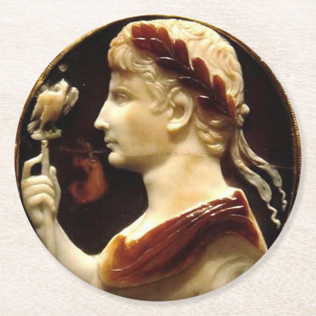 Kaiser Octavian Augustus Roman Empire Cameo Runder Pappuntersetzer (Vorderseite)