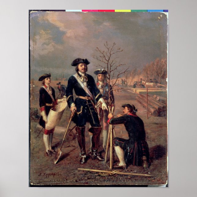 Kaiser Peter der Große bei der Arbeit Poster (Vorne)