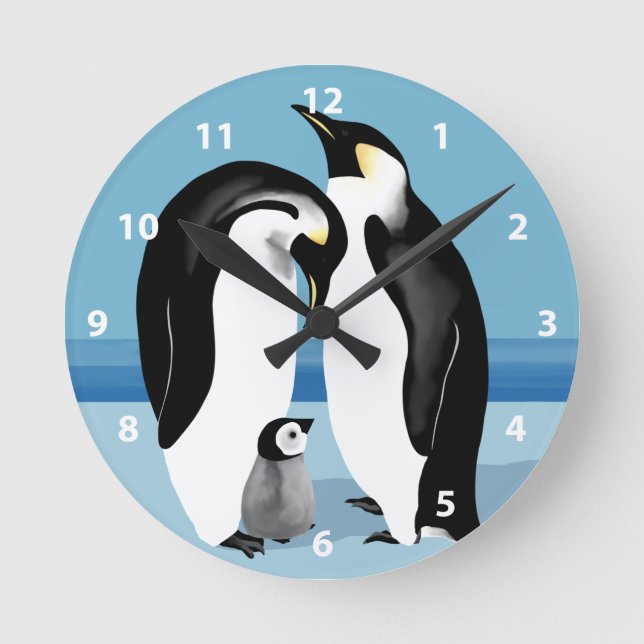 Kaiser Pinguin Clock Runde Wanduhr (Vorderseite)