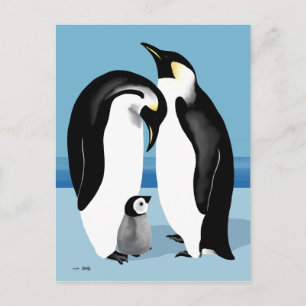Kaiser Pinguin mit Baby-Chick Postkarte