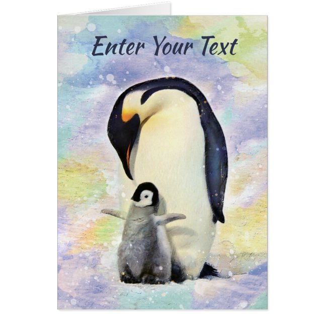 Kaiser Pinguin mit Baby Chick Watercolor (Vorne)