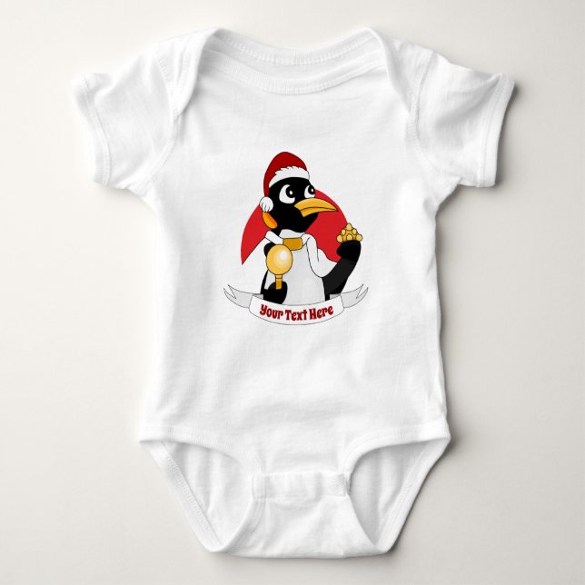 Kaiser Pinguin Weihnachten Cartoon Baby Bodysuit Strampler (Vorderseite)