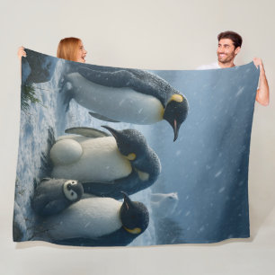 Kaiser, Pinguinfamilie und Küken Arktischer Schnee Fleecedecke