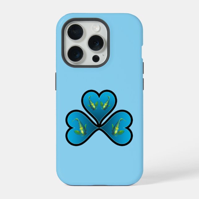 Kaiserfisch Zwillinge - 3 Schwarz umrandete blaue  iPhone Hülle (Rückseite)