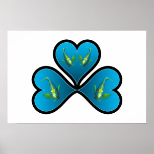 Kaiserfisch Zwillinge - 3 Schwarz umrandete blaue  Poster