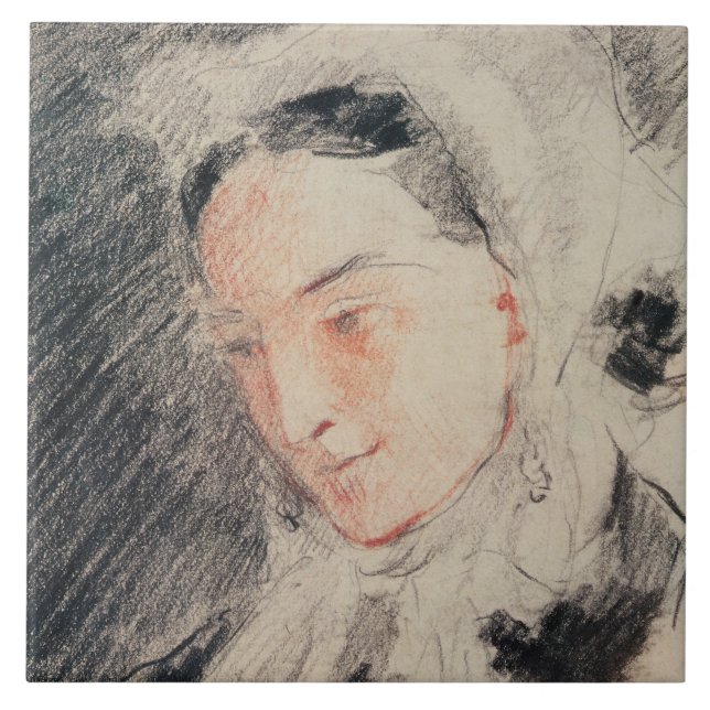 Kaiserin Eugénie (schwarze u. rote Kreide) Fliese (Vorderseite)