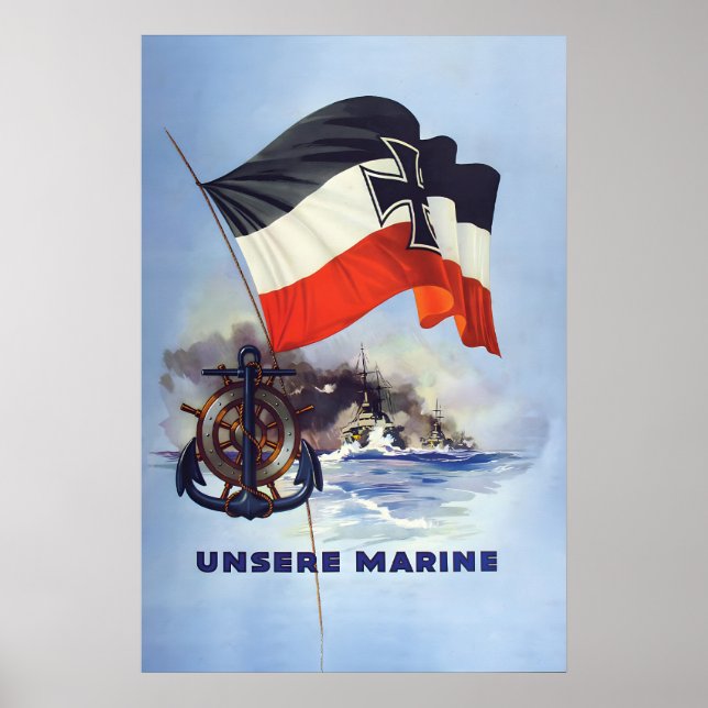 Kaiserlich-deutscher WWI-Plakat Unsere Marine Erst Poster (Vorne)