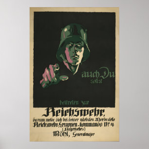 Kaiserlich deutsches WWI-Propagandaplakat Beitritt Poster