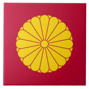 Kaiserliche Flagge Japan Symbol Kaiser Blume gelb Fliese