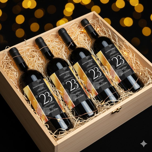 Kaiserliche Hochzeit zum 23. Mal Weinetikett (23rd Imperial Topaz Wedding Anniversary Wine/Liquor Drink Labels Cover Photo)