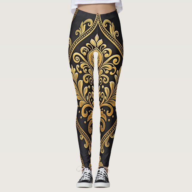Kaiserliche Majestät Nahtloses Muster – Gold und S Leggings (Vorderseite)
