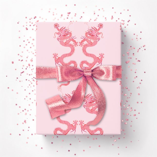 Kaiserlicher Drache in Rosa Geschenkpapier (Von Creator hochgeladen)