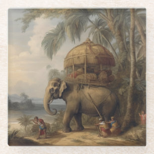 Kaiserlicher Elefant & Königliche Howdah Vintage Glasuntersetzer