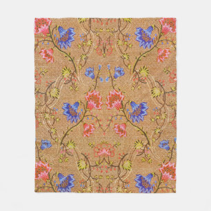 Kaiserliches Rot & Gold verflochtenes Blumen-Seide Fleecedecke