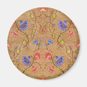 Kaiserliches Rot & Gold verflochtenes Blumen-Seide Magnet
