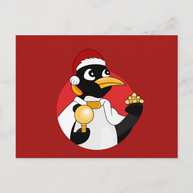 Kaiserpinguin Weihnachten Cartoon Postkarte (Vorderseite)