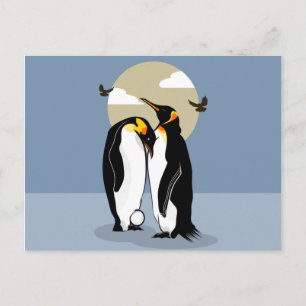 Kaiserpinguine mit Eiern Postkarte