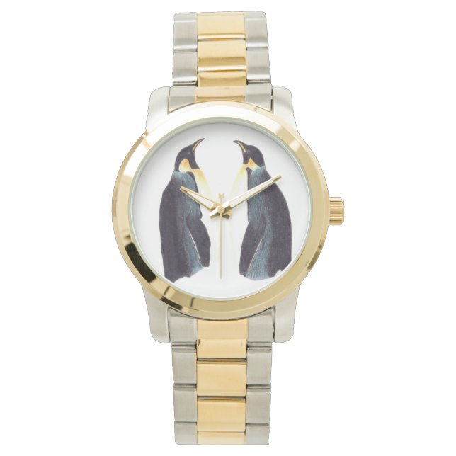Kaiserpinguine mit zwei Tonuhren Armbanduhr (Vorderseite)