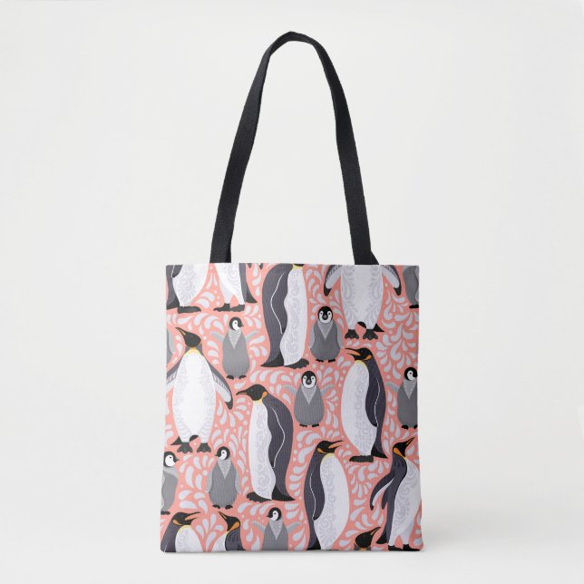 Kaiserpinguine, Sträucher, rosa dekoratives Muster (Vorderseite)