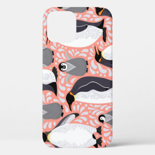 Kaiserpinguine, Sträucher, rosa dekoratives Muster Case-Mate iPhone Hülle