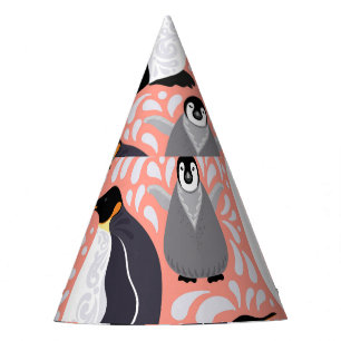 Kaiserpinguine, Sträucher, rosa dekoratives Muster Partyhütchen