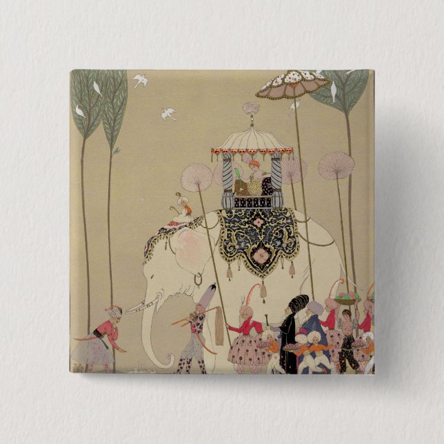 Kaiserprozession (Farbelitho) Button (Vorderseite)