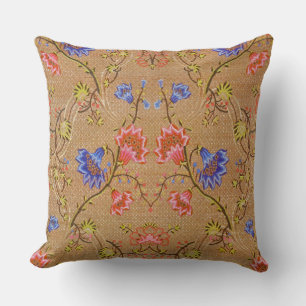Kaiserrot und Gold verflochtene florale Seidenkuns Kissen