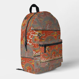 Kaiserrot und schwarzes Drachen-Seidenmuster Bedruckter Rucksack