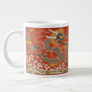 Kaiserrot und schwarzes Drachen-Seidenmuster Jumbo-Tasse