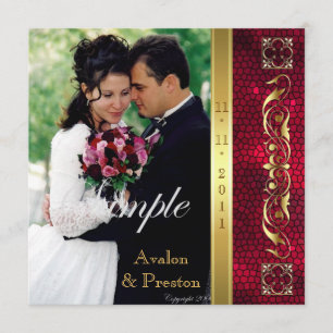 Kaiserrotes verkleidetes Foto Einladung