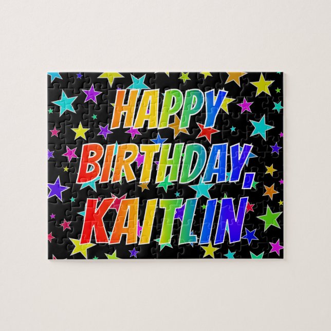 "KAITLIN" Vorname, Spaß "GLÜCKLICHER GEBURTSTAG" Puzzle (Horizontal)