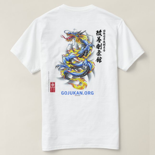 Kaizen Gojukan Fiery Blue Dragon T - Shirt (Design Rückseite)