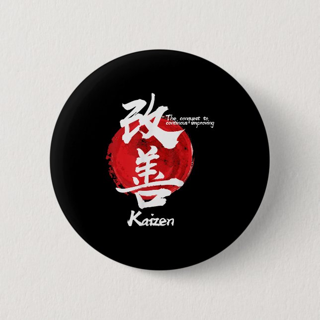Kaizen Japanisch verbessern Concept Quote Calligra Button (Vorderseite)