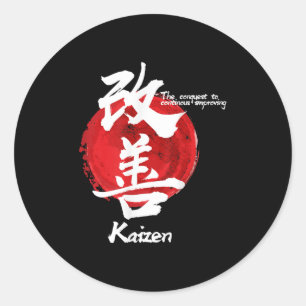 Kaizen Japanisch verbessern Concept Quote Calligra Runder Aufkleber