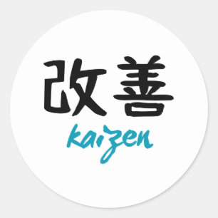 "Kaizen"-Text auf Japanisch geschrieben Runder Aufkleber