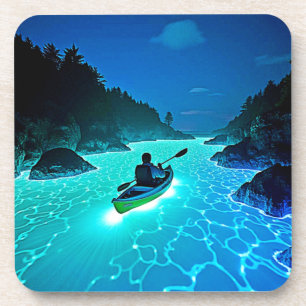Kajak in glühender Wassergestaltung Getränkeuntersetzer