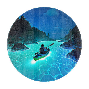 Kajak in glühender Wassergestaltung Schneidebrett