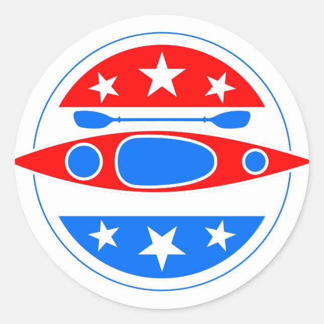 Kajak Kajak Schiff und Paddel Runder Aufkleber (Vorderseite)