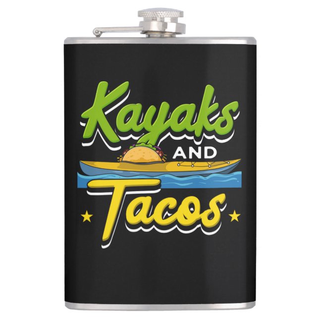 Kajak - Kajaks und Tacos Funny Kayaking Flachmann (Vorderseite)