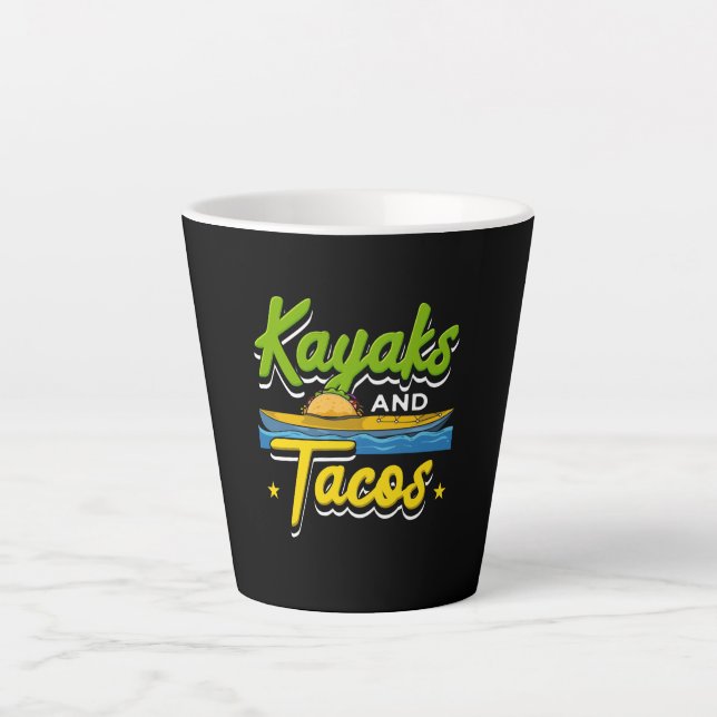 Kajak - Kajaks und Tacos Funny Kayaking Milchtasse (Vorderseite)