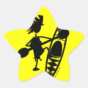 Kajak-Kanu-frohe Silhouette Stern-Aufkleber