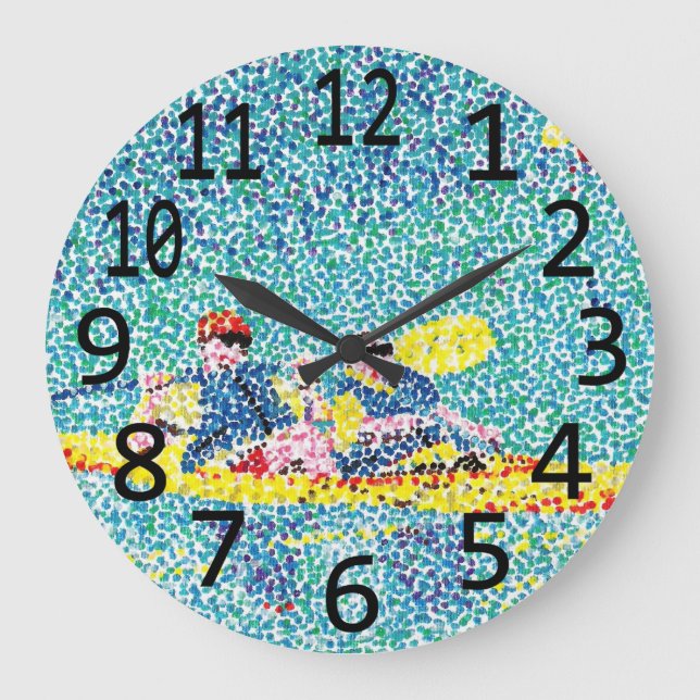 Kajak-Kayaking Szenepointillism-Wanduhren Große Wanduhr (Vorderseite)