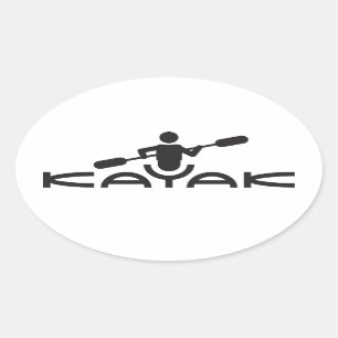 Kajak-Logo-Aufkleber Ovaler Aufkleber