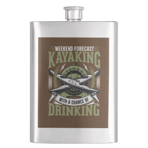 Kajak mit der Chance zu trinken Flachmann